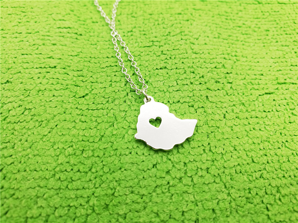10PCS African Country Map Ethiopia Necklace Pendant Ethiopian Pride I Heart Love Capital of Ethiopia Addis Ababa City Necklaces for Souvenir