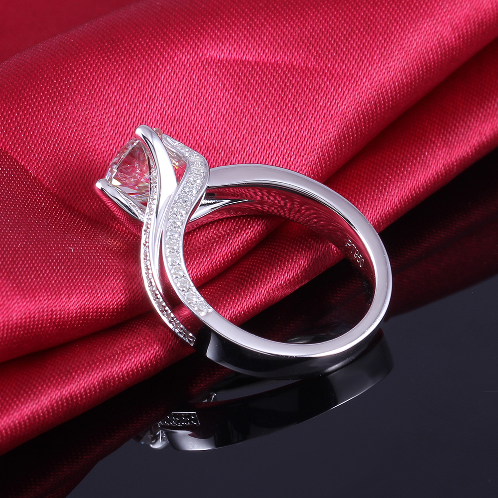 Queen Brilliance 1.5ctw Lab Grown Moissanite Diamond Engagement Wedding Ring Platinum Plated 925 Sterling Silver Women Jewelry q171026