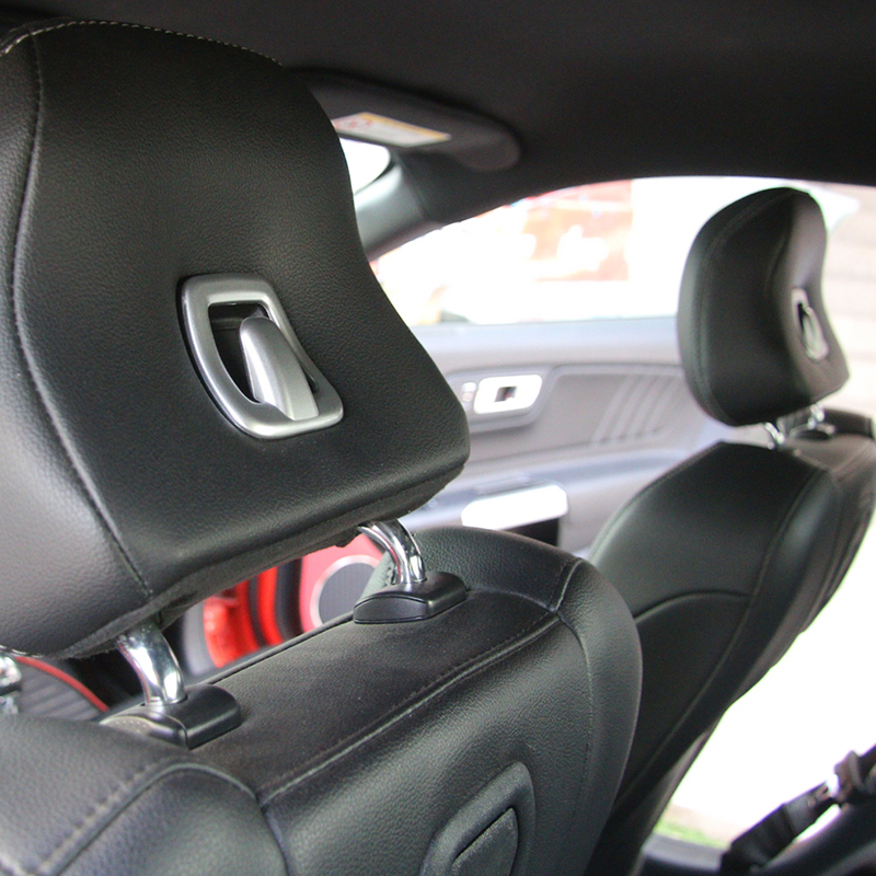 Seat Head Restraint Stickers Hooks Decoration Covers Trim Fit For Ford Mustang 2015-2016 Car Interior Accessories ABS
