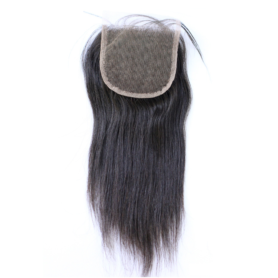 Free shipping Brazilian Virgin Straight 4x4 Lace Closure Natural Color Pre-plucked With Baby Hair Can be Dyed