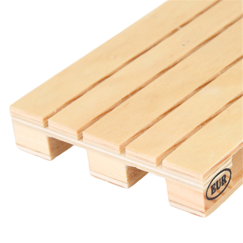 Wholesale- 4pcs/set Rectangle Mini Wooden Pallet Set Whiskey Wine Glass Cup Mat Pad Hot Cold Drink Wood Table Mat Bar Tool IC878076