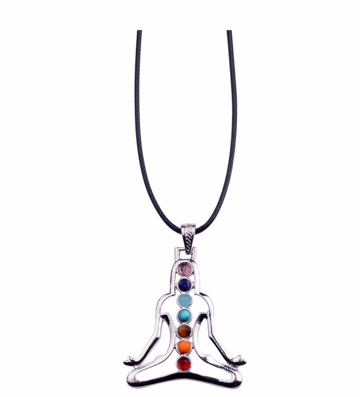 7 Chakra Reiki Stones Healing Crystal Necklaces & Pendants Health Amulet 3D Symbols Stone Charms Pendant Yoga Necklace collier