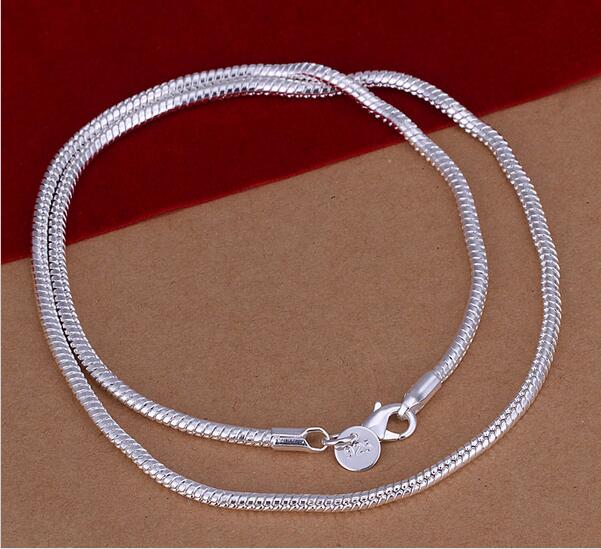 50cm Men's necklace jewelry 3mm long size option 925 sterling silver long necklace snake chains gift pouches free G213