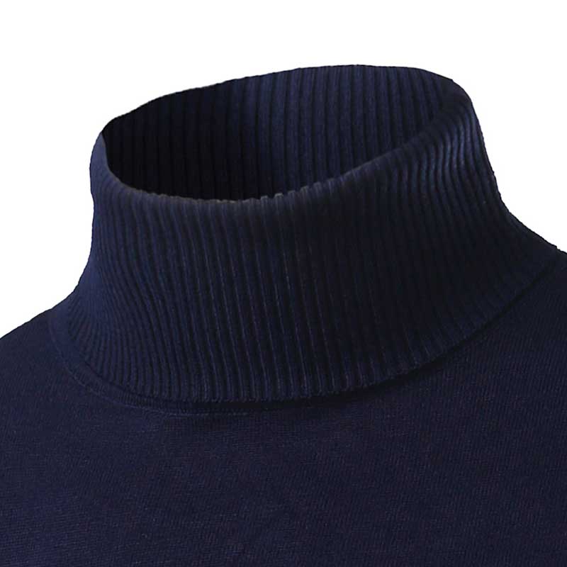 Wholesale- Mens Turtleneck Sweater Pullover New Autumn Winter Slim Fit Solid Color Knitted Jersey Hombre Sweater Men High Collar Jumpers