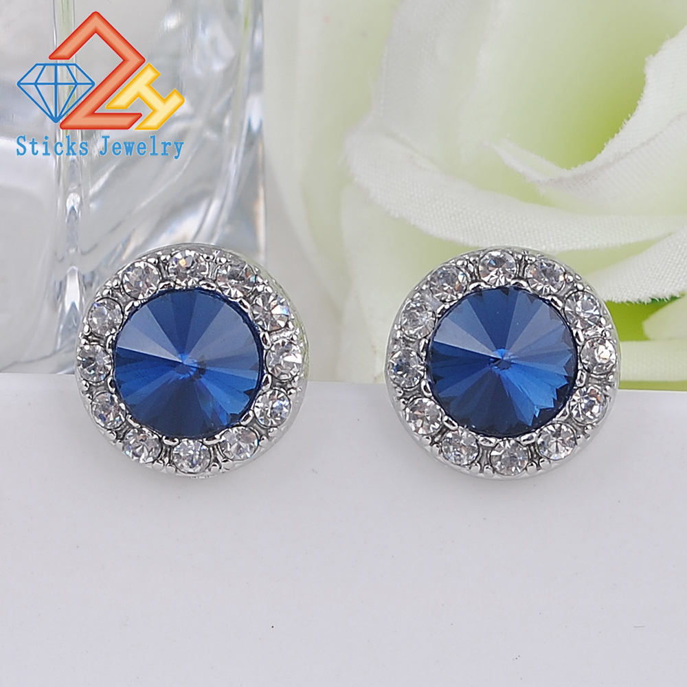 16MM Round Satellite stone earrings Free shipping 1pair/lot drop shipping
