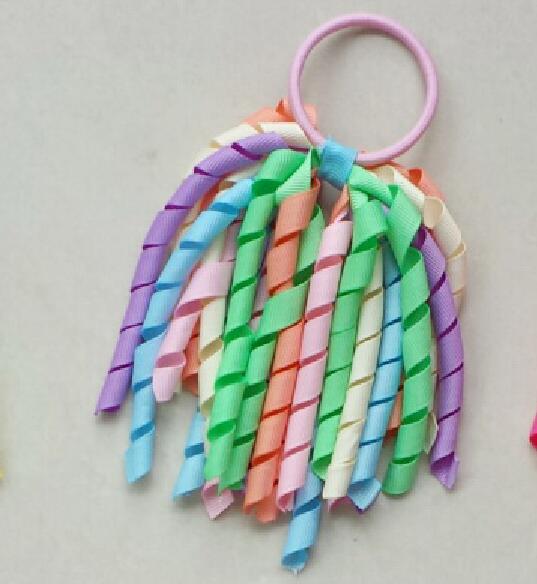 18 pcs Girl O A-korker Ponytail holder rainbow hair accessories corker tassel streamers hair flower elastic Curly ribbon headwear PD002 - view 4