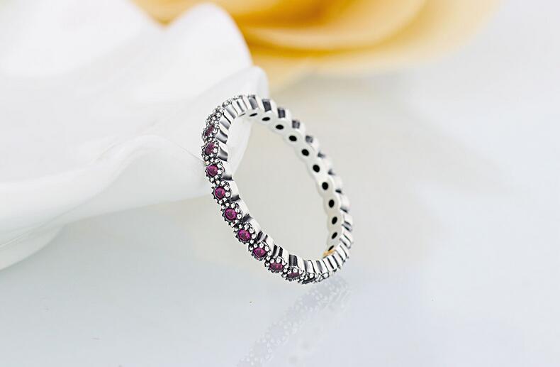 Wholesale Luxury Jewelry 925 Sterling Silver Single row drilling Ruby CZ Diamond Gemstones Wedding Women Engagement Girl Ring Gift Size 5-11