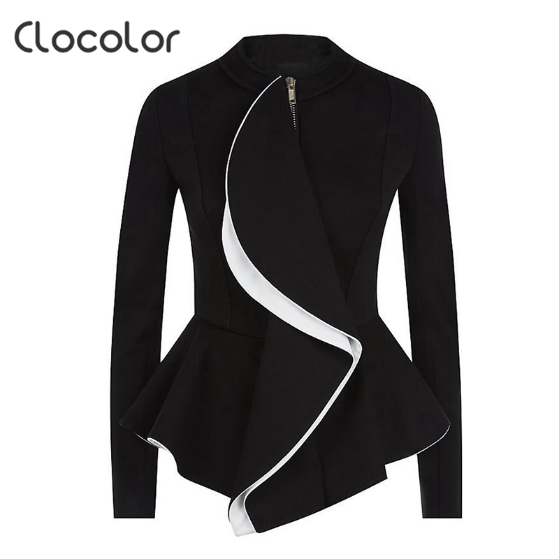 Wholesale- Clocolor women blazer coat 2017 spring Black Tops girls blazer O Neck zipper work wear Long Sleeve peplum Women blazer, As pic
Wholesale- Clocolor women blazer coat 2017 spring Black Tops girls blazer O Neck zipper work wear Long Sleeve peplum Women blazer, As pic