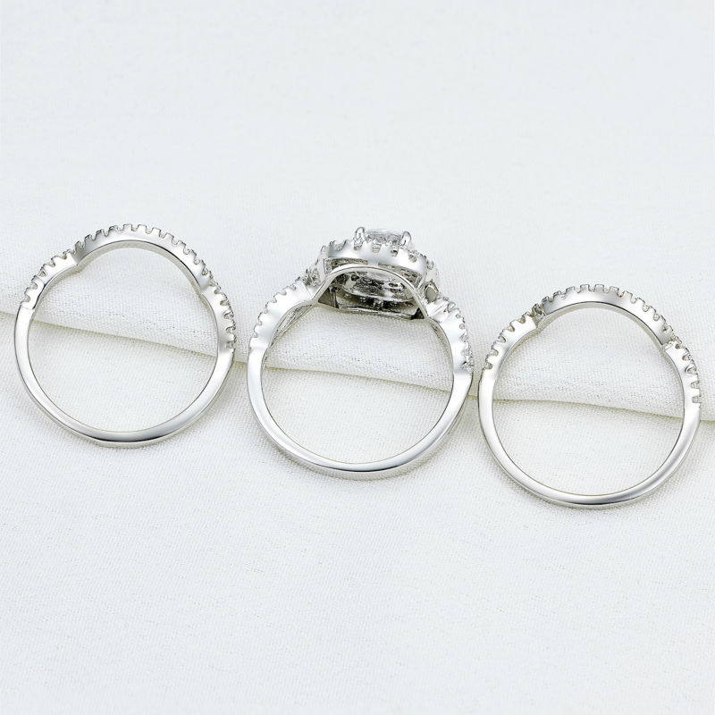 New Arrival Solid 925 Sterling Silver Wedding Ring Bridal Sets Engagement Band Classic Jewelry For Women Free Shipping