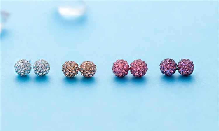 Fashion Korean beads Stud Earrings 7 colors Ladies crystal Rhinestones ball Earrings For women Luxury Jewelry in Bulk