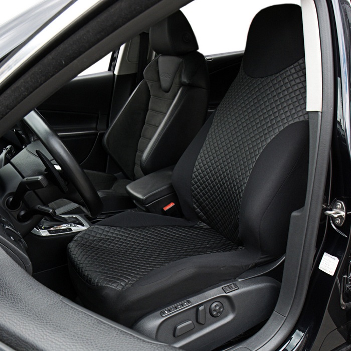 Car Seat Cover Universal Fit front seat elastic simple black PU imitated leather design
Car Seat Cover Universal Fit front seat elastic simple black PU imitated leather design