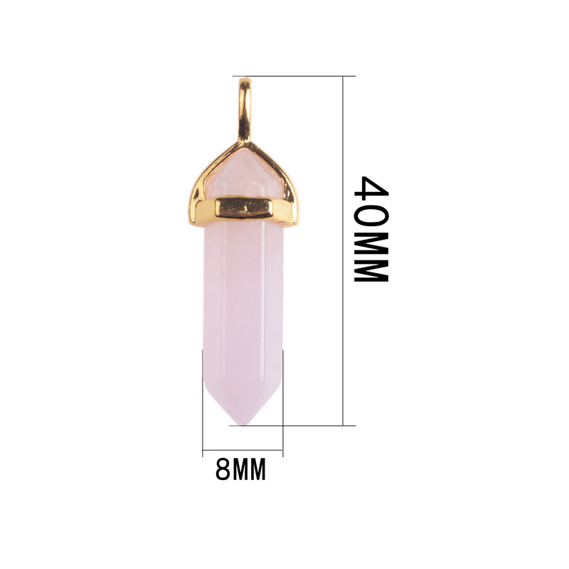 2017 Hexagonal column Natural Stone Healing Point Pendant Necklaces Amethyst Crystal Quartz Stone Necklace Women Gem stone