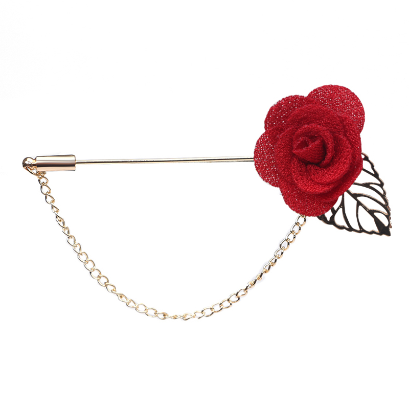 Wholesale- Trendy Handmade Flower Brooch Lapel Pins for Women Men Suit Boutonniere Button Stick Brooches Wedding Party Jewelry 3651