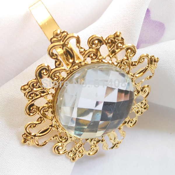Gold Clear Napkin Ring Luxurious Napkin Rings for Weddings Party Hotel Banquet Dinner Decor Table Decoration