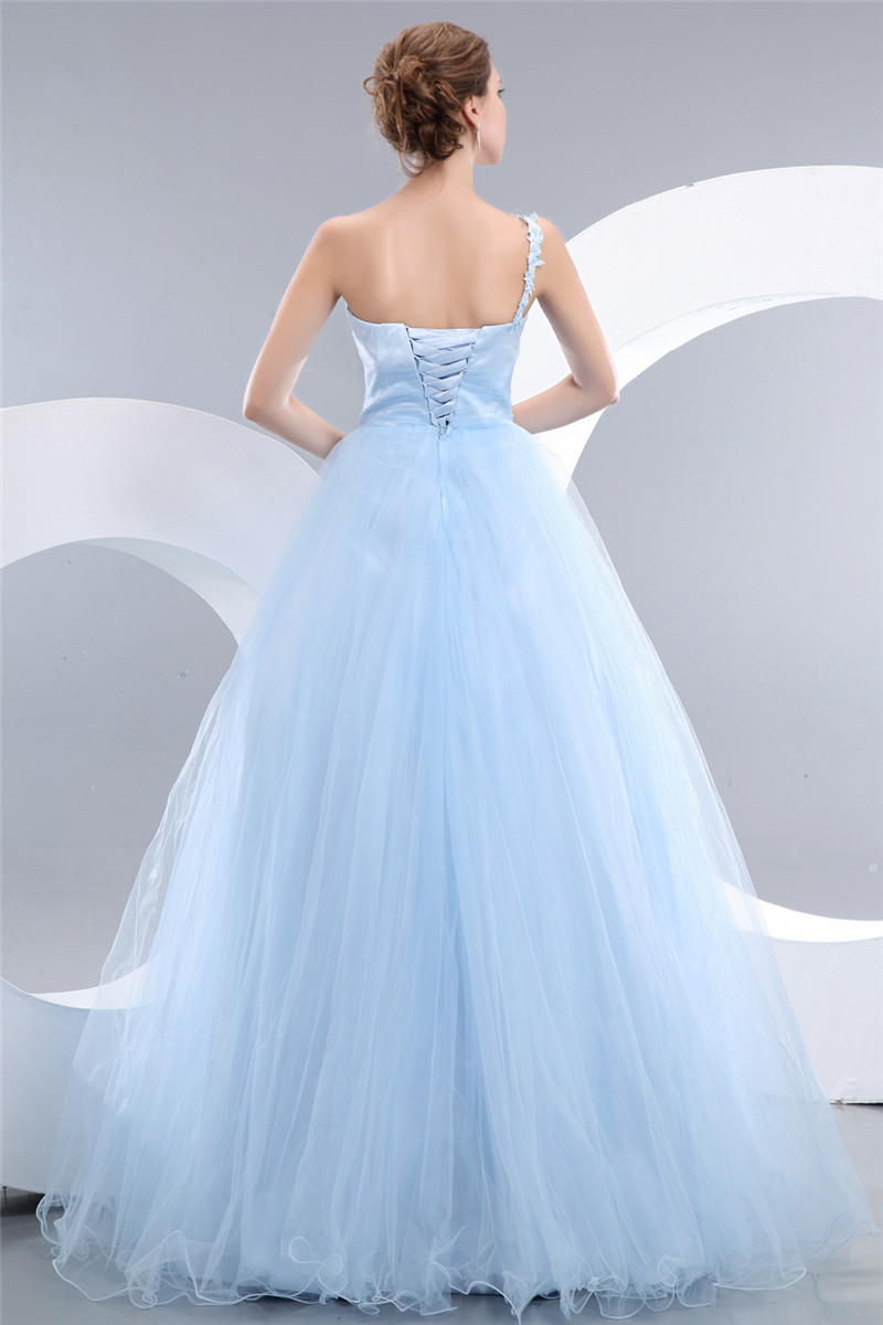 2017 Sexy One-Shoulder Appliques Ball Gown Quinceanera Dresses with Crystal Tulle Plus Size Sweet 16 Dress Vestido Debutante Gowns BQ60