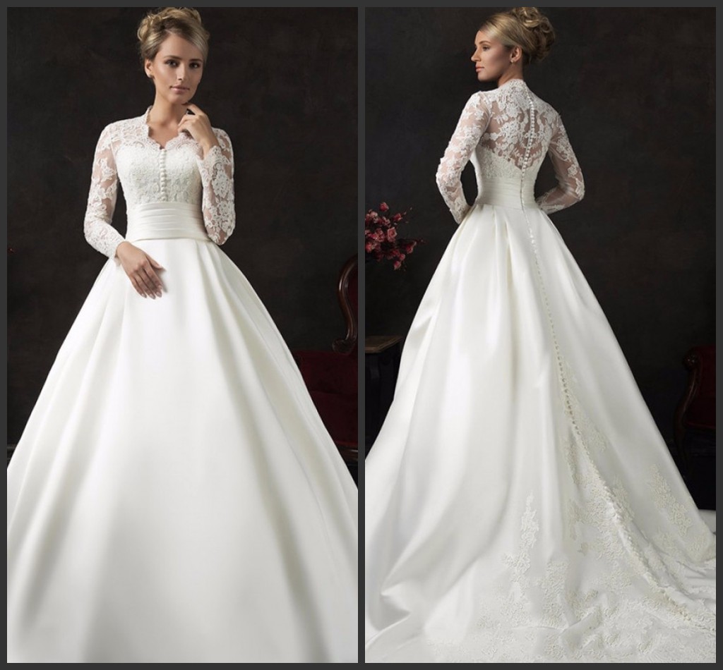 Count Train Wedding Dresses Long Sleeve Iullsion Bodice Sexy Jewel Neck Covered Bottons Elegant Lace Appliques Wonderful Beautiful Hot Sale, White 
Count Train Wedding Dresses Long Sleeve Iullsion Bodice Sexy Jewel Neck Covered Bottons Elegant Lace Appliques Wonderful Beautiful Hot Sale, White