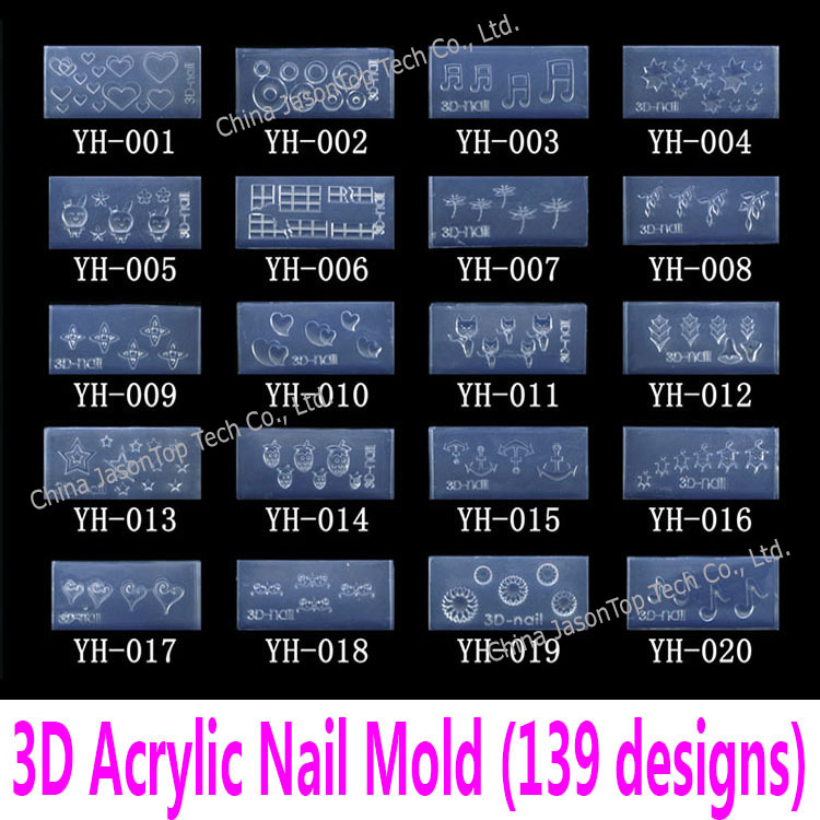 Wholesale- 3d Acrylic Nail Template Acrylic Nail Carving Mold Nail Art Template in 139 Designs Pattern Decoration Soft Silicon Gel Tools
Wholesale- 3d Acrylic Nail Template Acrylic Nail Carving Mold Nail Art Template in 139 Designs Pattern Decoration Soft Silicon Gel Tools