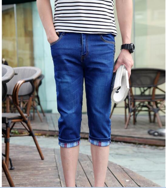Wholesale-New Arrival Slim Denim Shorts Mens Capris Jeans Summer Middle Length Jeans Pants Men Calf Length Pants Skinny Jeans Men