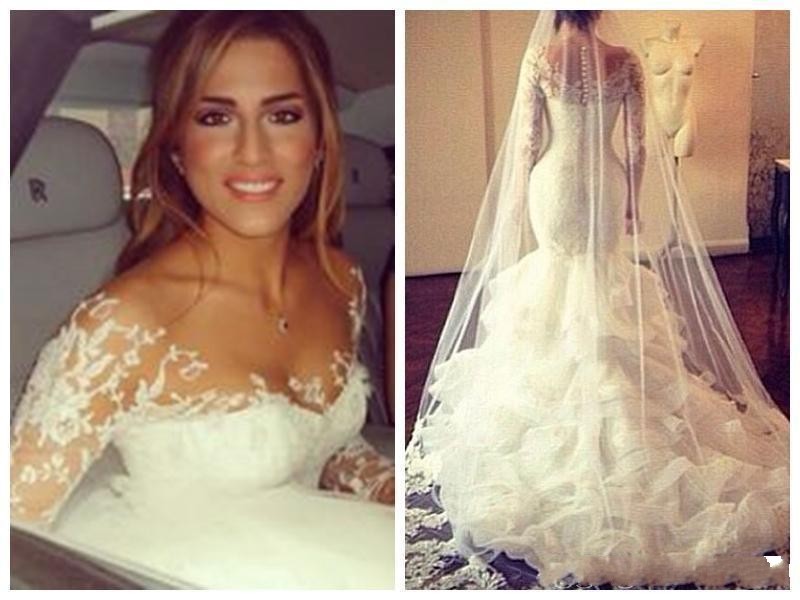 2018 Modern Cheap Mermaid Wedding Dresses V Neck Long Sleeves Illusion Lace Appliques Ruffles Tiered Plus Size Court Train Bridal Gowns, White
2018 Modern Cheap Mermaid Wedding Dresses V Neck Long Sleeves Illusion Lace Appliques Ruffles Tiered Plus Size Court Train Bridal Gowns, White