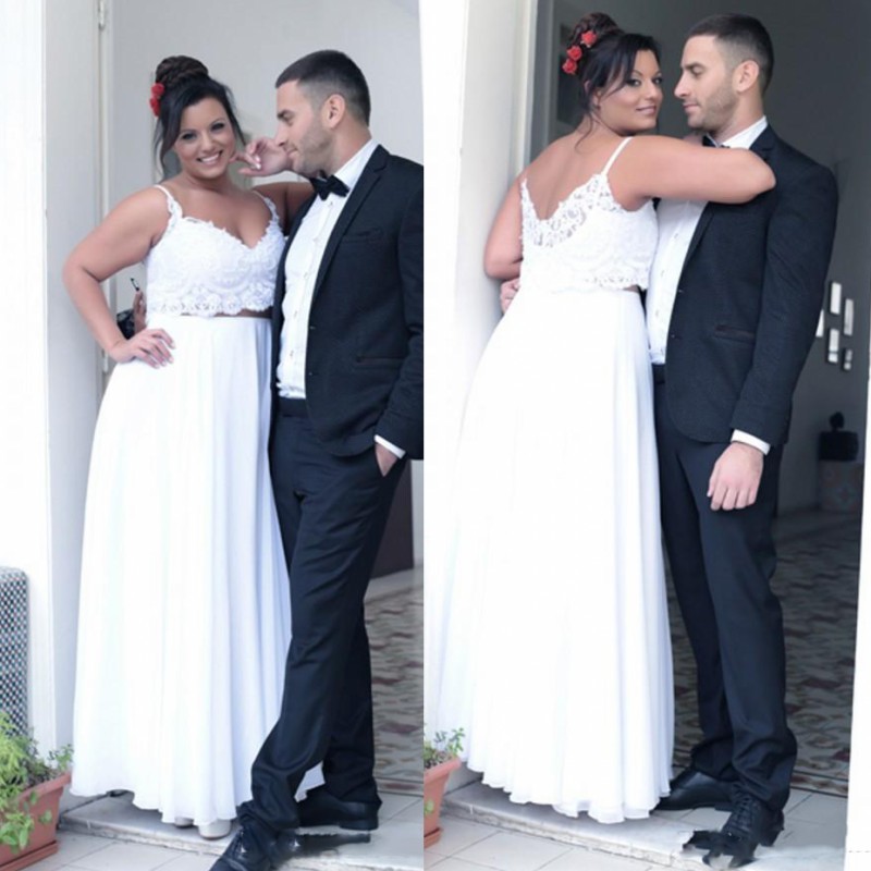 Simple Two Pieces Beach Bridal Gowns 2018 Plus Size Lace Top And Chiffon Skirt Wedding Dresses Floor Length Wedding Formal Dress, Custom made from color chart
Simple Two Pieces Beach Bridal Gowns 2018 Plus Size Lace Top And Chiffon Skirt Wedding Dresses Floor Length Wedding Formal Dress, Custom made from color chart