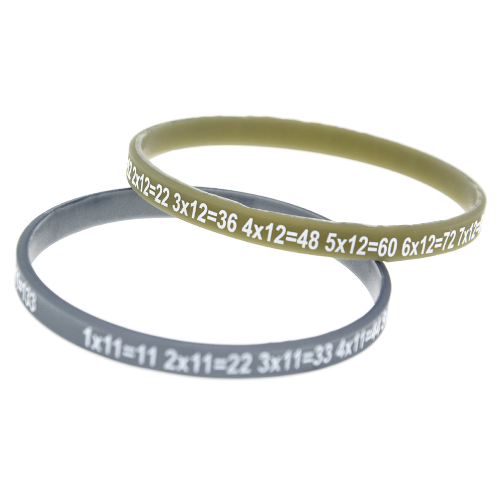 12PCS/Lot Multiplication Tables Skinny Silicone Bracelet What Better Way To Carry The Message Than With A Daily Reminder
