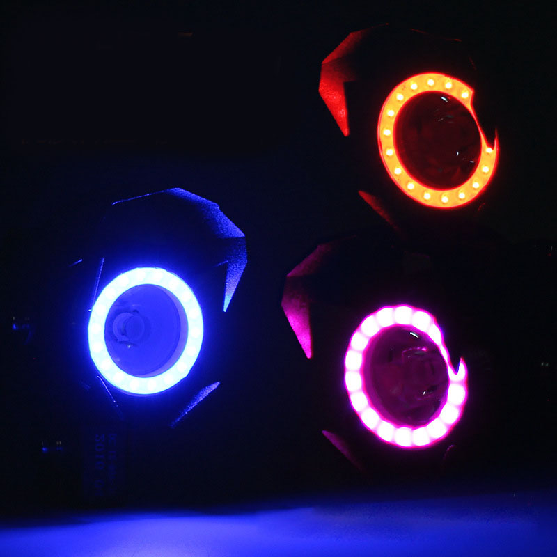 Black Case U8 Transformers Style LED Motorcycle LED Angel Eyes SpotLights White Light