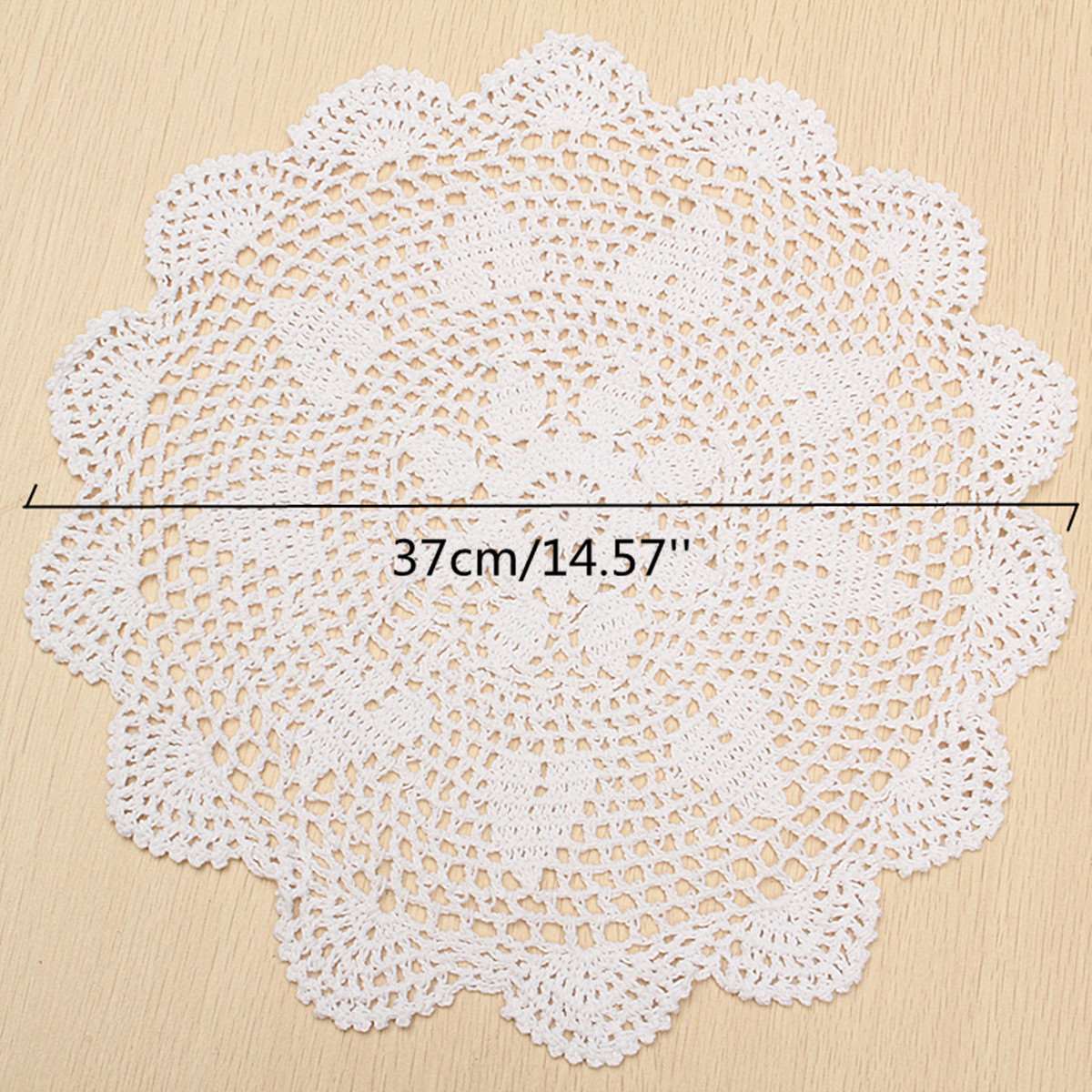 Mats & Pads 37CM Round Lace Hand Crocheted Doily Placemat Vintage Floral Coasters Home Coffee Shop Dining Table Decorative Gadgets