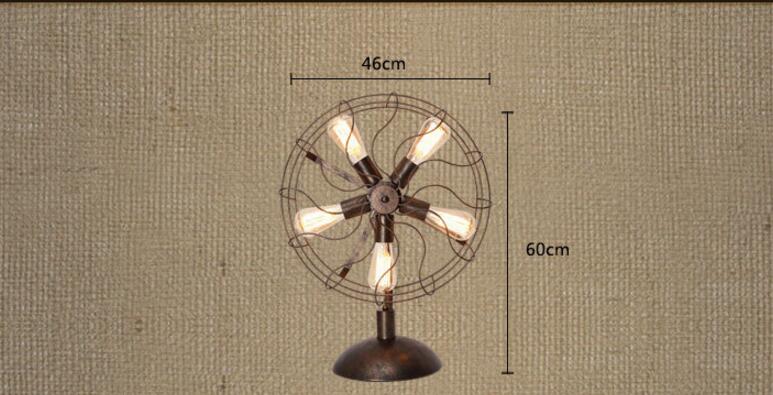 Vintage LED Metal Tables Lamps Fan Shape Designed Art Deco Table Lamp for Study Bedroom Living Room Bar Decor