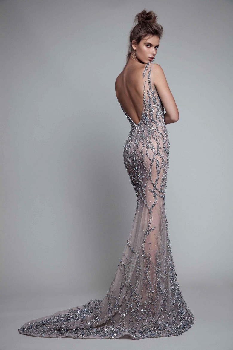 sleeveless floor length backless sexy evening dresses cutsom made major beading mermaid luxurious evening gowns