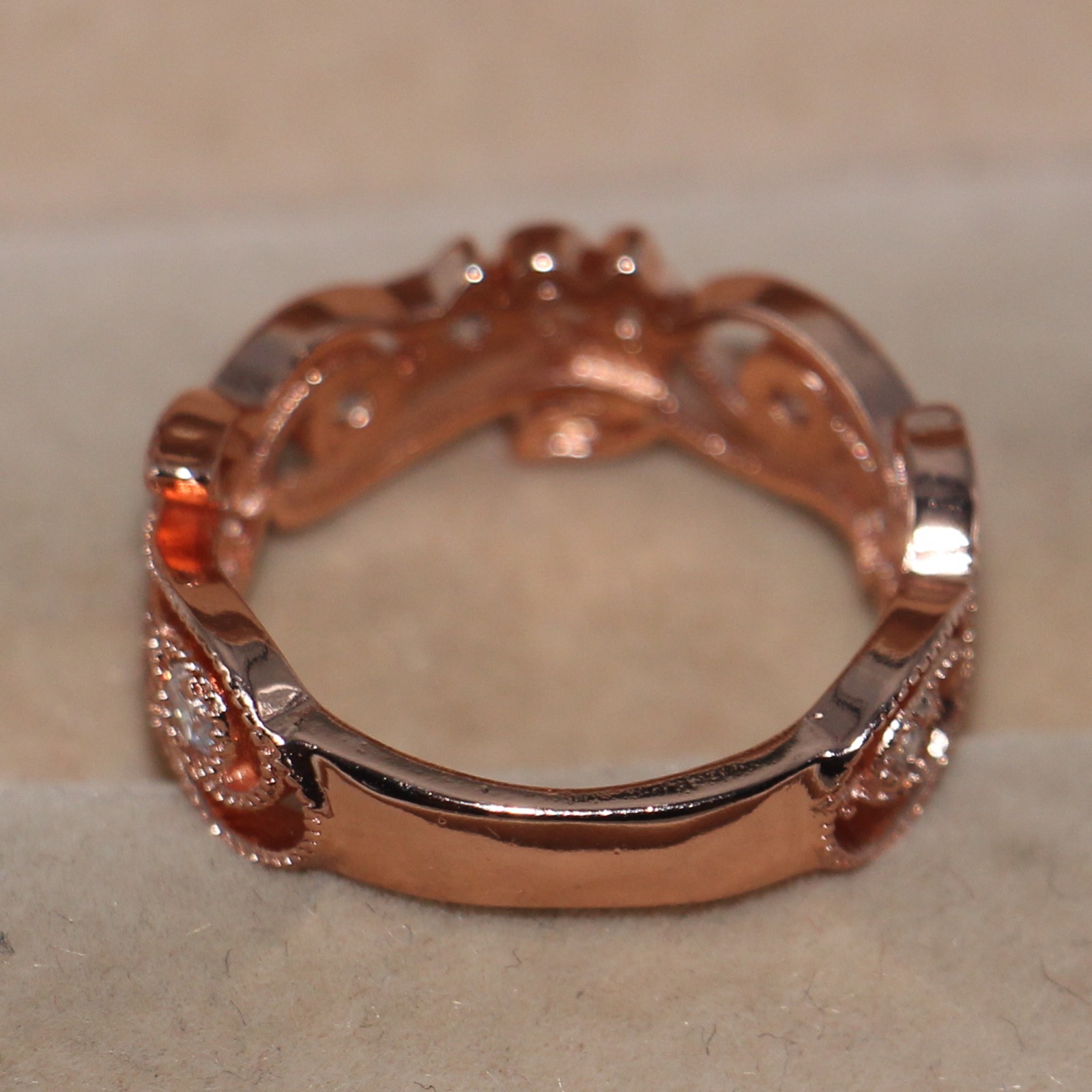 Sterg Sier Rose Gold Plated White Sapphire Ring: Jewelry for Women's Wedding or Engagement