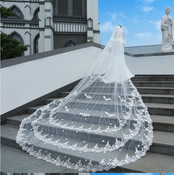 Two Layers Wedding Veils With Comb Unique Design Full Applique Cathedral Length 3 Meters Veil Wedding Veiled Bridal Accessories Cheap, Ivory
Two Layers Wedding Veils With Comb Unique Design Full Applique Cathedral Length 3 Meters Veil Wedding Veiled Bridal Accessories Cheap, Ivory