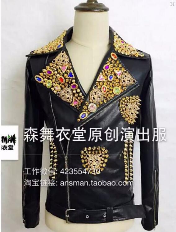 S-5XL NEW Men slim jacket DJ male singer bigbang GD rivet Leather Motorcycle Jacket plus size leather coat costumes clothing, Black
S-5XL NEW Men slim jacket DJ male singer bigbang GD rivet Leather Motorcycle Jacket plus size leather coat costumes clothing, Black