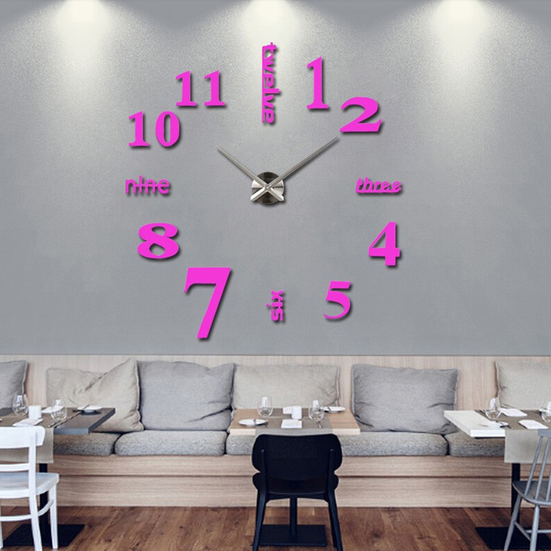 HOT 3d diy Acrylic miroir wall stickers clock watch clocks Quartz Modern reloj de pared home decoration