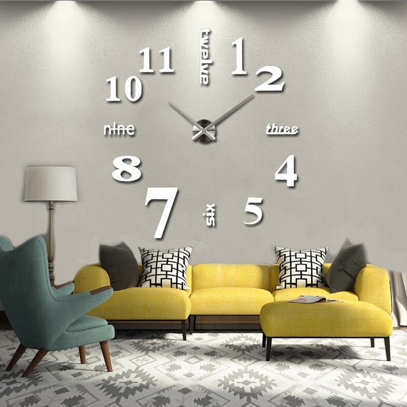 HOT 3d diy Acrylic miroir wall stickers clock watch clocks Quartz Modern reloj de pared home decoration
