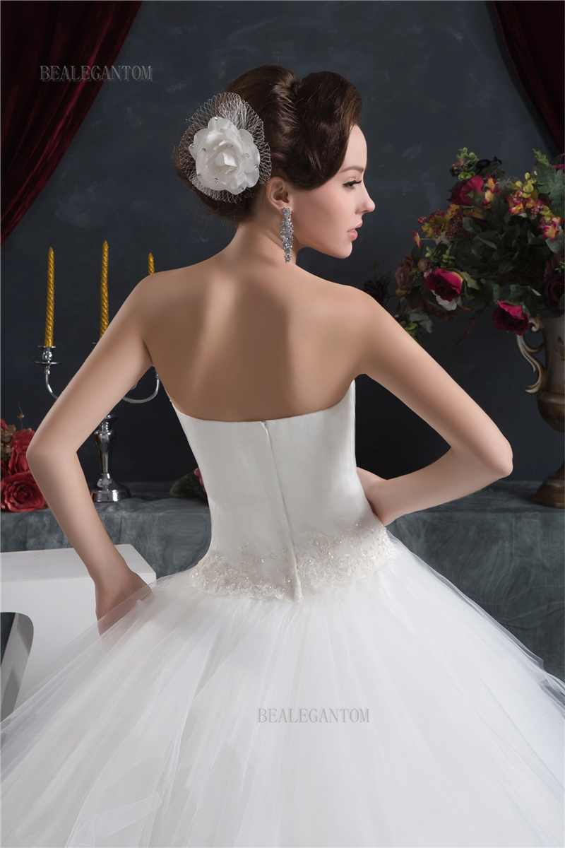 newest elegant sweetheart organza wedding dresses ball gown appliques beaded plus size wedding party bridal gowns bm51