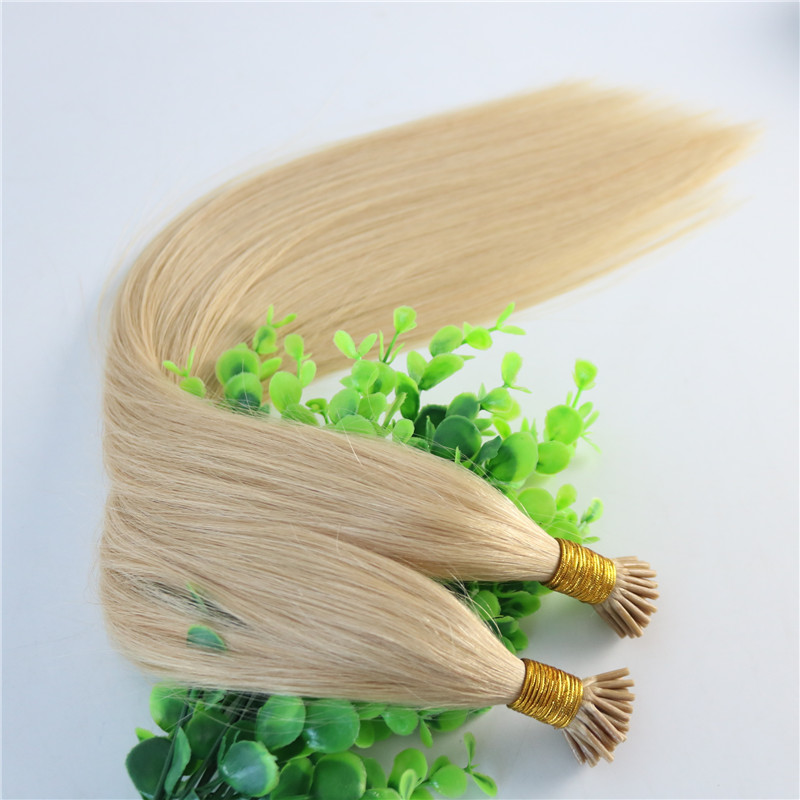 I-tip Brazilian Human Hair Extensions Light Blonde 100Strands 100gram 24# Straight Keratin Stick Human Hair Extensions