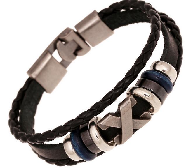 Punk bracelet jewelry factory direct cowhide bracelet retro leather necklace