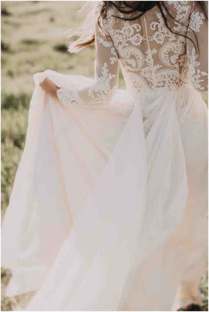 boho beach lace wedding dresses deep jewel neck aline long sleeves floor length chiffon bridal gowns