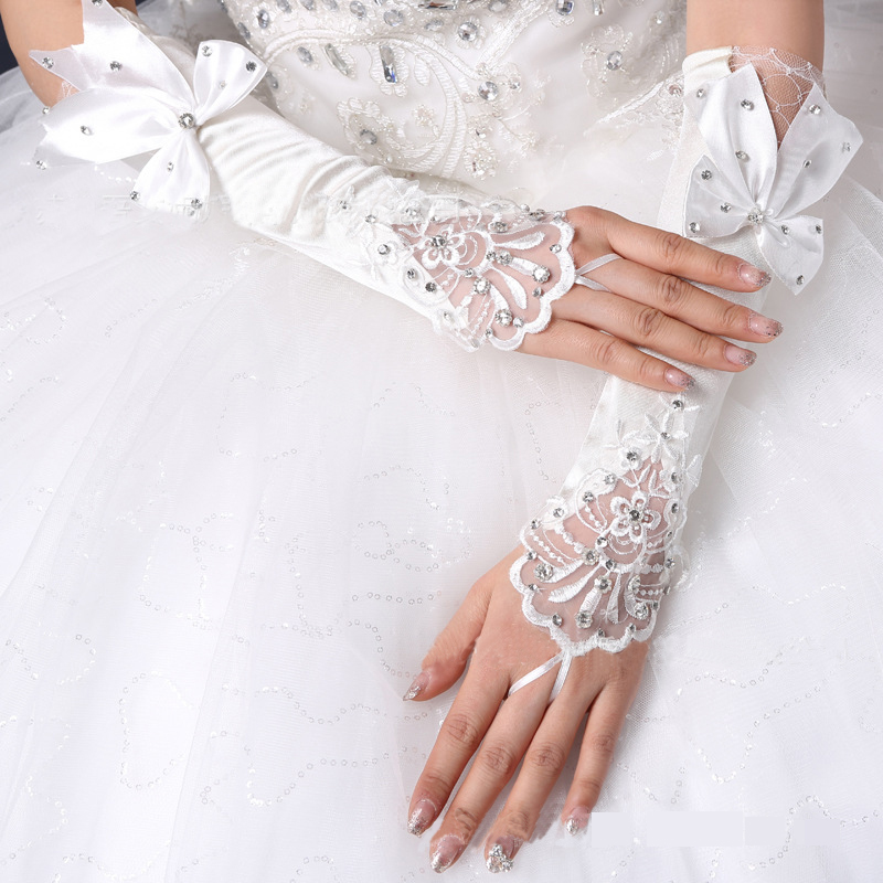 Brand New Bridal Gloves Fingerless Wedding Gloves with Bow for Wedding Dress Elegant White/Ivory Princess Wedding Accessories