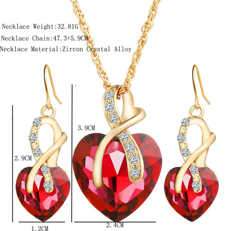 Red Crystal Heart Necklace Earrings Jewelry Sets Gold Chains Women Bride Party Wedding Will and Sandy DROP SHIP
Red Crystal Heart Necklace Earrings Jewelry Sets Gold Chains Women Bride Party Wedding Will and Sandy DROP SHIP