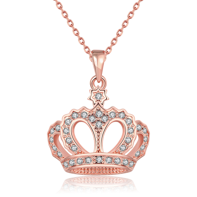 Queen Crown Pendant Necklace Cubic Zirconia Crown Necklaces for Mom Women Fashion Jewelry Gifts