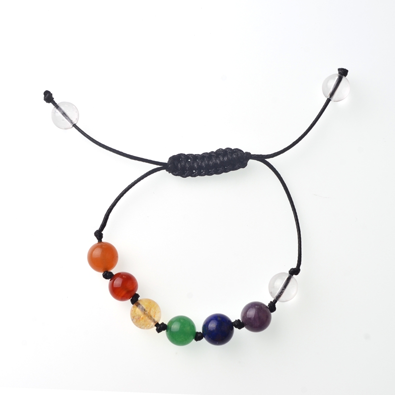 DIY 7 Colorful Natural Stone Beads Crystal Chakra Bracelet For Women Braided Rope Bracelets Reiki Spiritual Yoga Jewelry