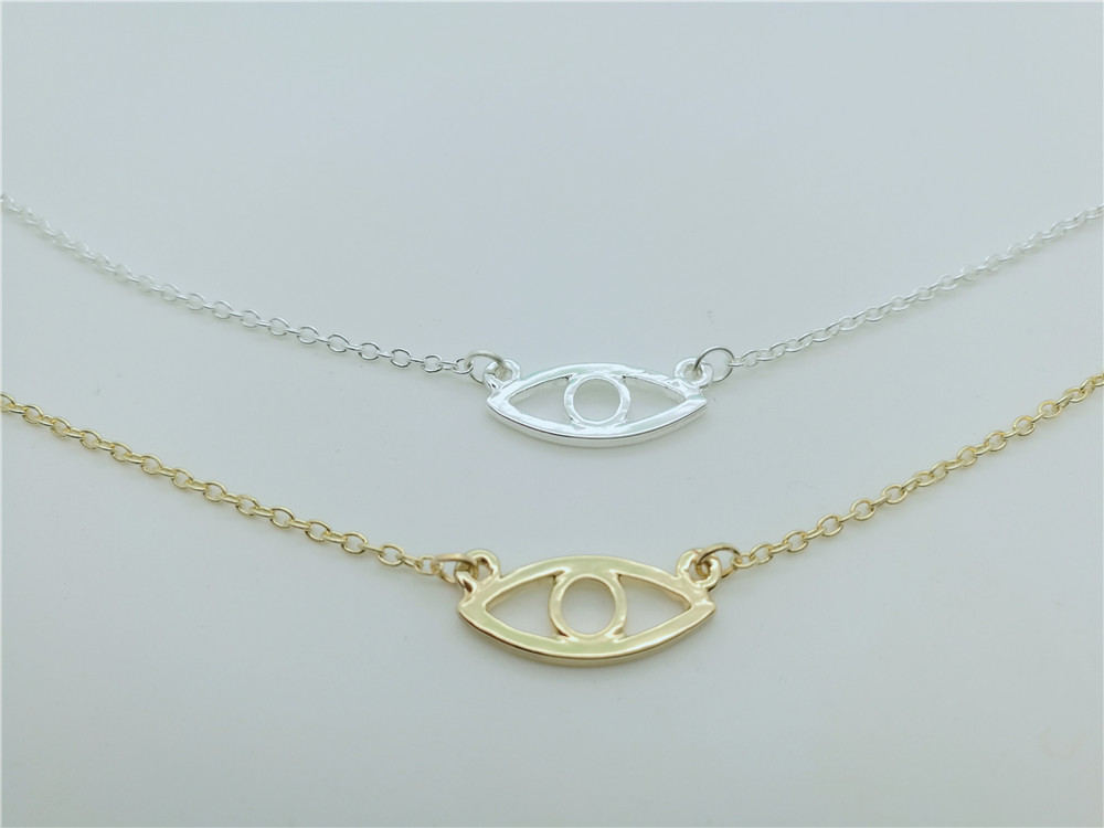 30PCS- B050 Line Turkish Evil Eye Bracelet Pendant Hollow Out Open Devil Eye Bracelet Simple Fortunate Eye Bracelets for Women