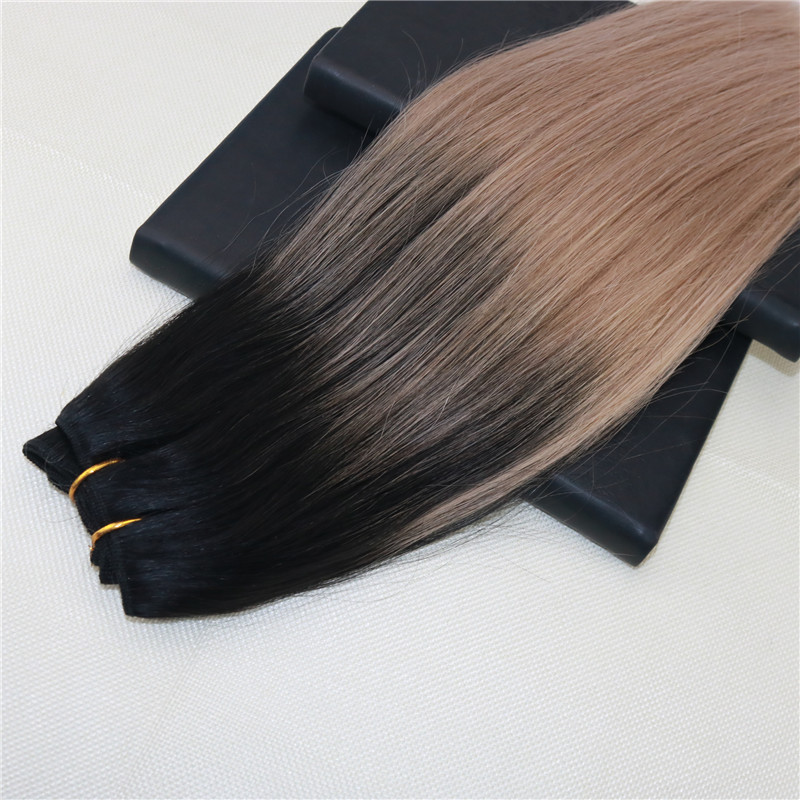 8A Grade Remy Brazilian Human Hair Extensions Color Balayage #1B fading to #18 Omber Hair Weave Straight Virgin Unprocessed Hair Weft 100g