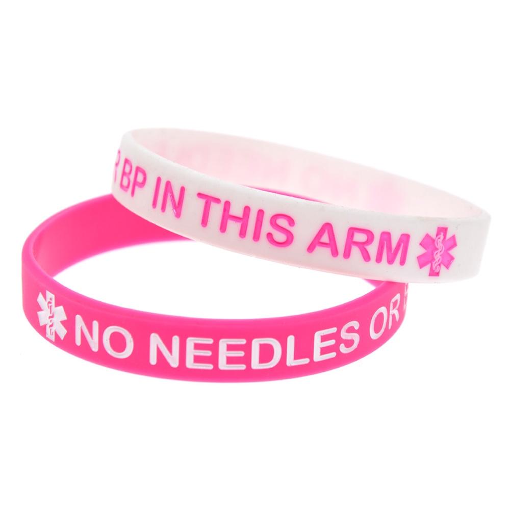1PC No Needles or BP in This Arm Silicone Wristband Debossed Logo Soft And Flexible Adult Size 3 Colors
