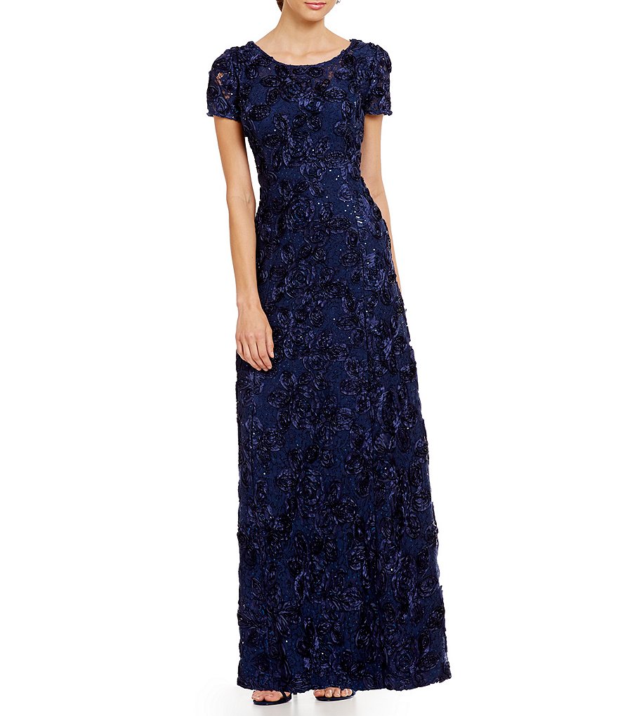 Silver Lace Sequined Long Mother Of the Bride Dresses Short Sleeves Evening Gowns Guest Dress Evening Wear For Weddings Plus Size Formal