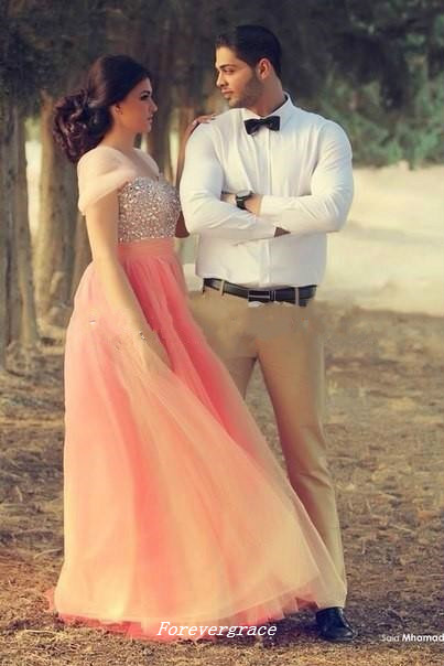 New Arrival Turkey Coral Colour Sweetheart Neckline Prom Dress Sexy Crystals Tulle Women Wear Party Gown Custom Made Plus Size