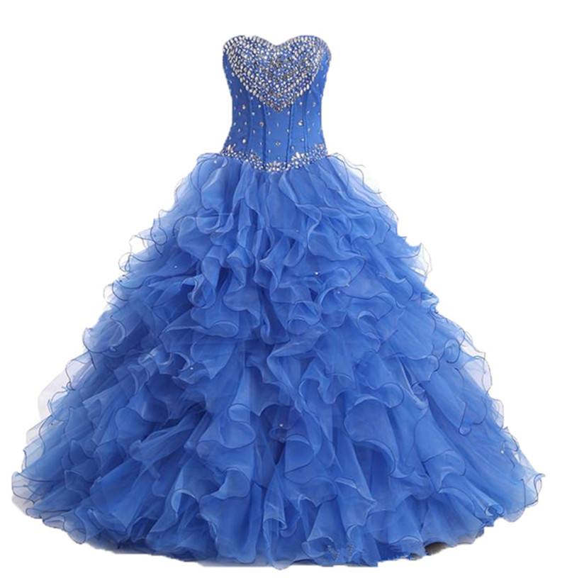 2017 Fashion Crystal Ball Gown Quinceanera Dresses with Sequined Beading Organza Plus Size Sweet 16 Dresses Vestido Debutante Gowns BQ21