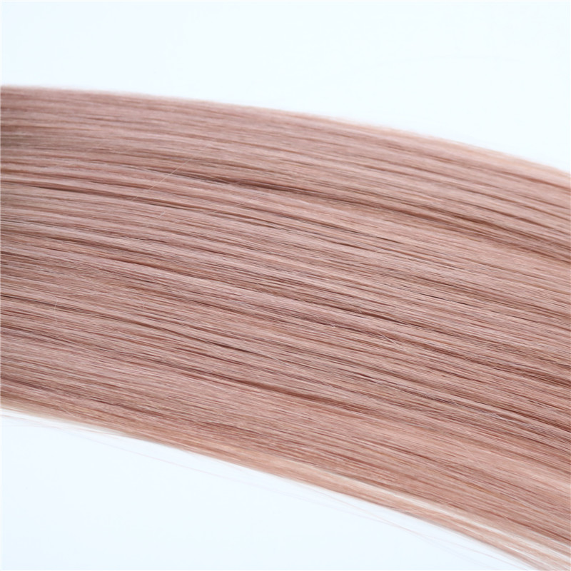 120g Full Head Clip In Human Hair Extensions 7pcs Ombre Pink Brown Tips #3 Rose Gold Balayage Hair Extensions Highlights