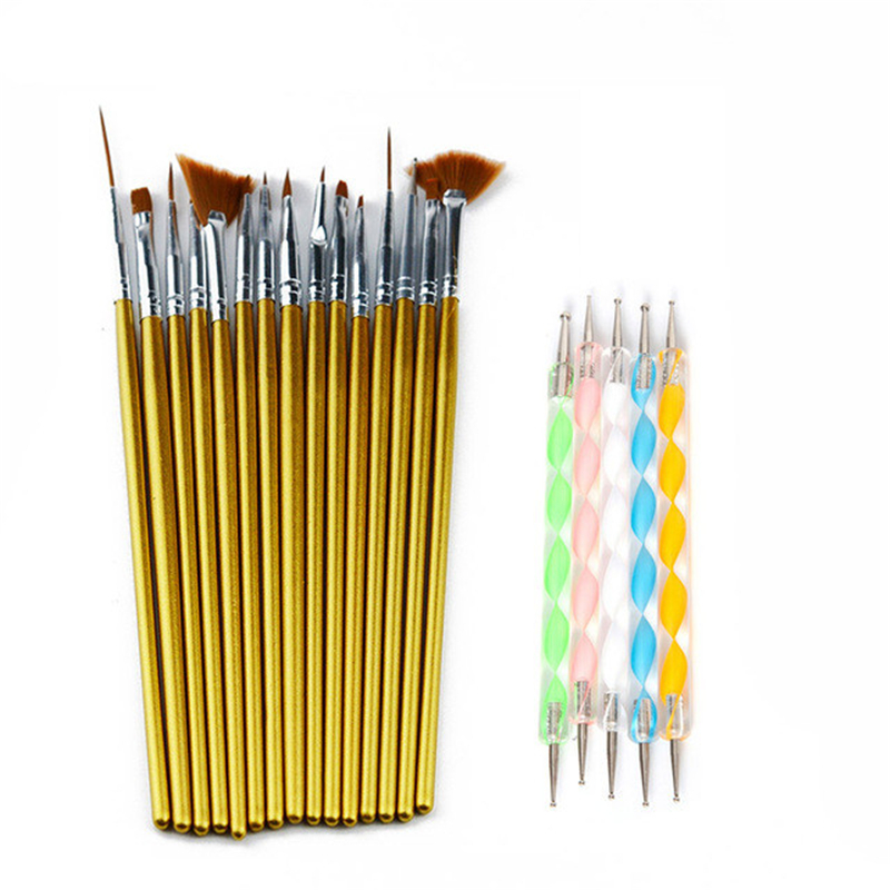Hot Sale 20 Pcs Nail A Design Set Dotting Painting Drawing Polish Brush Pen Tools
